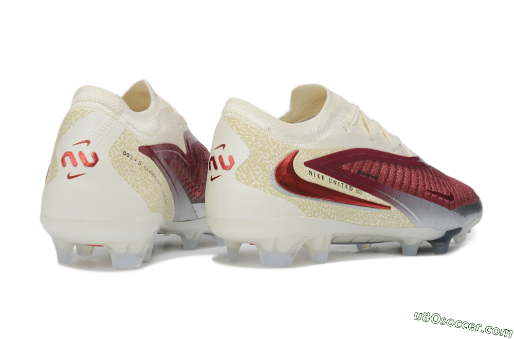 Nike Phantom 6 Elite Low FG Firm Ground Soccer Cleats - Red/Cream/Metallic Silver 6