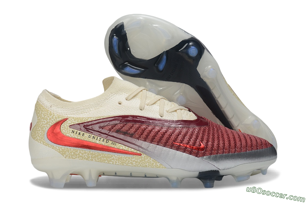 Nike Phantom 6 Elite Low FG Firm Ground Soccer Cleats - Red/Cream/Metallic Silver 1