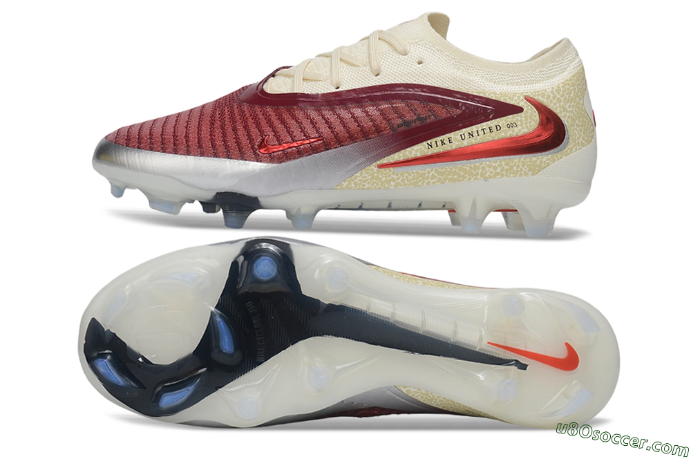Nike Phantom 6 Elite Low FG Firm Ground Soccer Cleats - Red/Cream/Metallic Silver 0