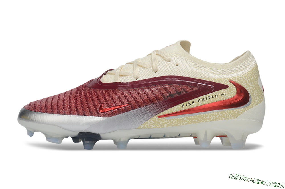 Nike Phantom 6 Elite Low FG Firm Ground Soccer Cleats - Red/Cream/Metallic Silver 2