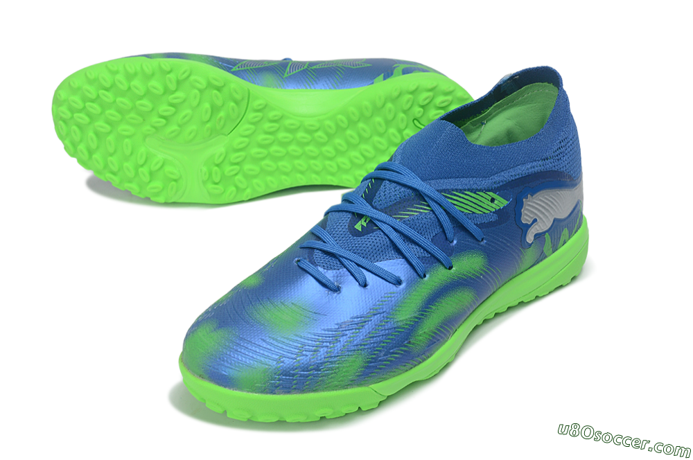 Puma Future 9 Ultimate TF Artificial Turf Soccer Shoes - Blue/Electric Blue/Lime Green 3