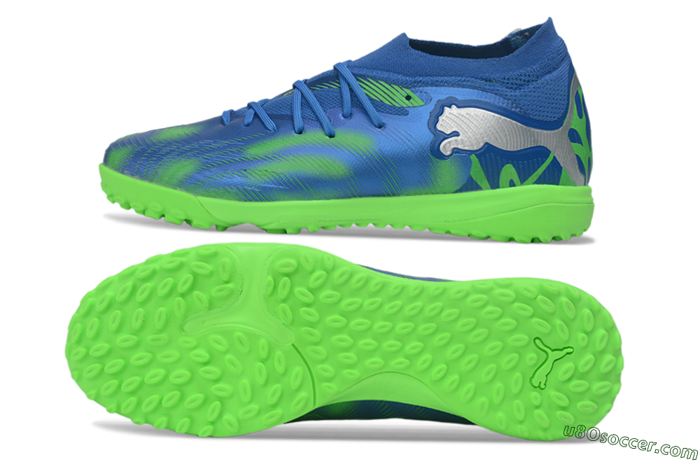 Puma Future 9 Ultimate TF Artificial Turf Soccer Shoes - Blue/Electric Blue/Lime Green 0