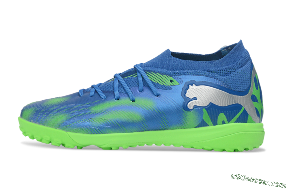Puma Future 9 Ultimate TF Artificial Turf Soccer Shoes - Blue/Electric Blue/Lime Green 2