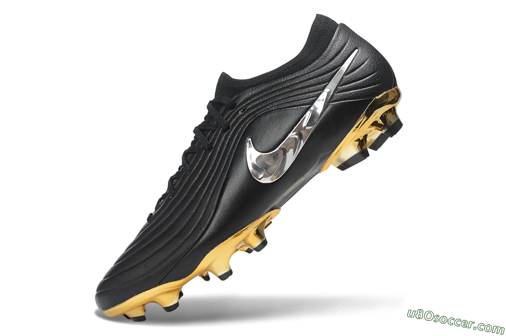 Nike United Tiempo Maestro Elite FG Firm Ground Soccer Cleats - Black/Metallic Gold/Chrome Silver 5