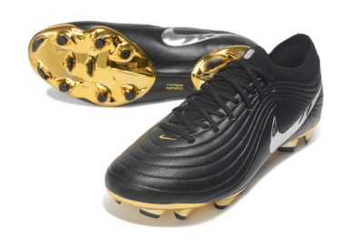Nike United Tiempo Maestro Elite FG Firm Ground Soccer Cleats - Black/Metallic Gold/Chrome Silver