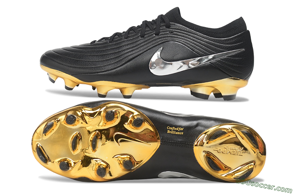 Nike United Tiempo Maestro Elite FG Firm Ground Soccer Cleats - Black/Metallic Gold/Chrome Silver 0