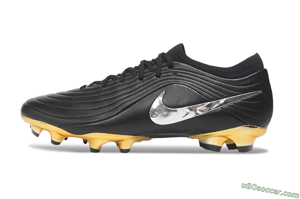 Nike United Tiempo Maestro Elite FG Firm Ground Soccer Cleats - Black/Metallic Gold/Chrome Silver 2