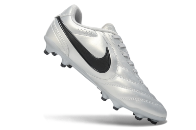 Nike Tiempo Ligera Pro FG Firm Ground Soccer Cleats - Silver/Metallic Silver/Black