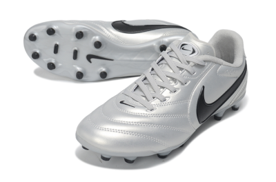Nike Tiempo Ligera Pro FG Firm Ground Soccer Cleats - Silver/Metallic Silver/Black