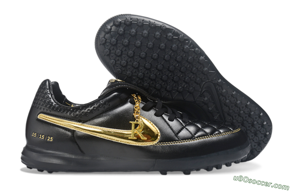 Nike Tiempo Legend SE TF Artificial Turf Soccer Shoes - Black/Black/Metallic Gold 1