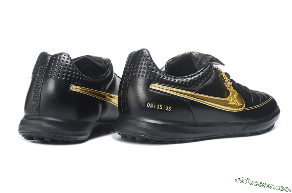 Nike Tiempo Legend SE TF Artificial Turf Soccer Shoes - Black/Black/Metallic Gold 6