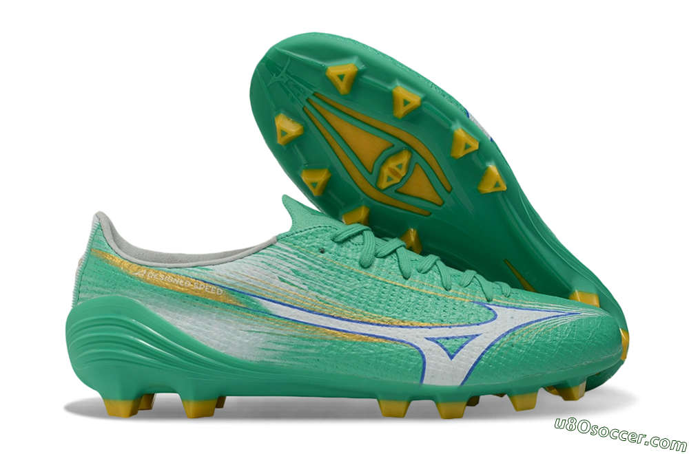 Mizuno Alpha 3 FG Firm Ground Soccer Cleats - Green/Aqua Breeze/Sunny Yellow 1
