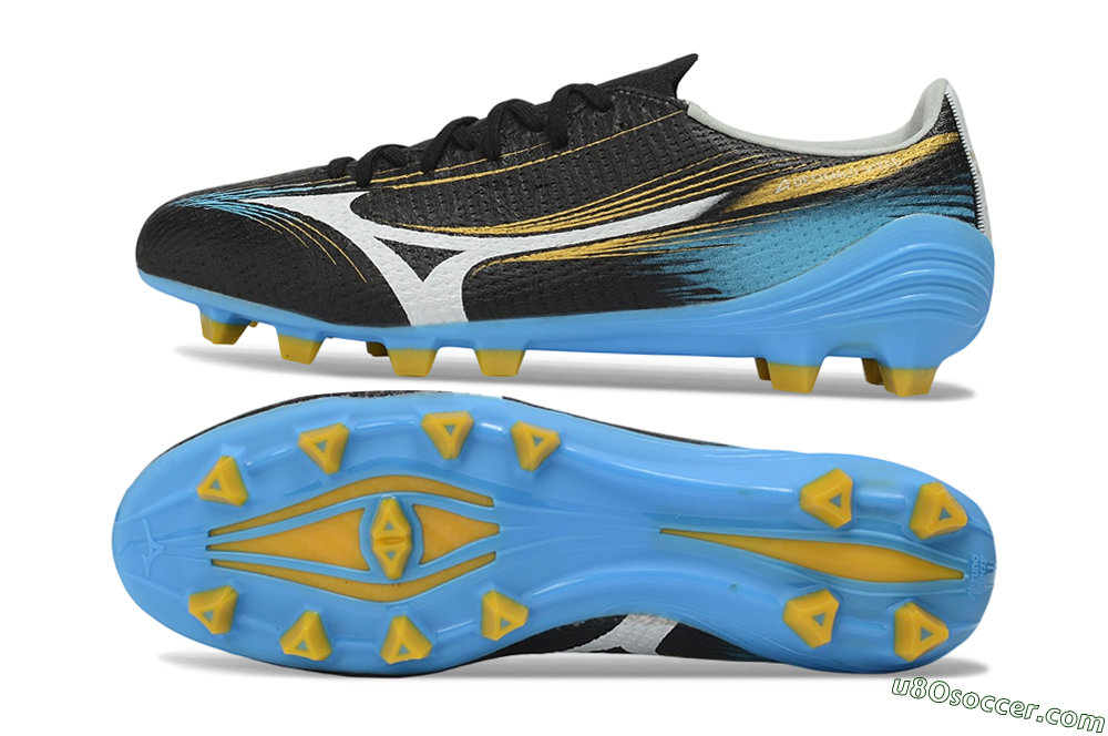 Mizuno Alpha 3 FG Firm Ground Soccer Cleats - Black/Sky Blue/Golden Yellow 0