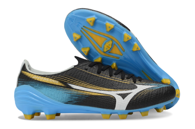 Mizuno Alpha 3 FG Firm Ground Soccer Cleats - Black/Sky Blue/Golden Yellow