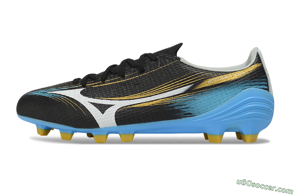 Mizuno Alpha 3 FG Firm Ground Soccer Cleats - Black/Sky Blue/Golden Yellow 2