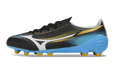Mizuno Alpha 3 FG Firm Ground Soccer Cleats - Black/Sky Blue/Golden Yellow