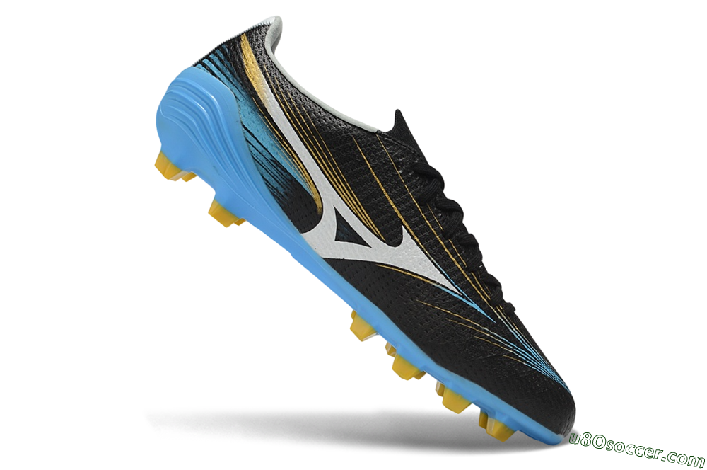 Mizuno Alpha 3 FG Firm Ground Soccer Cleats - Black/Sky Blue/Golden Yellow 4