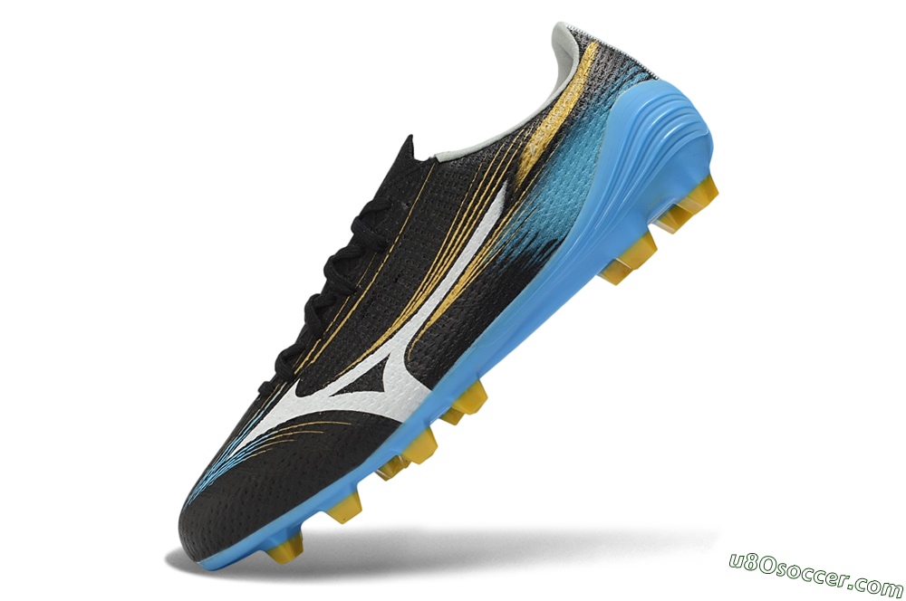 Mizuno Alpha 3 FG Firm Ground Soccer Cleats - Black/Sky Blue/Golden Yellow 5