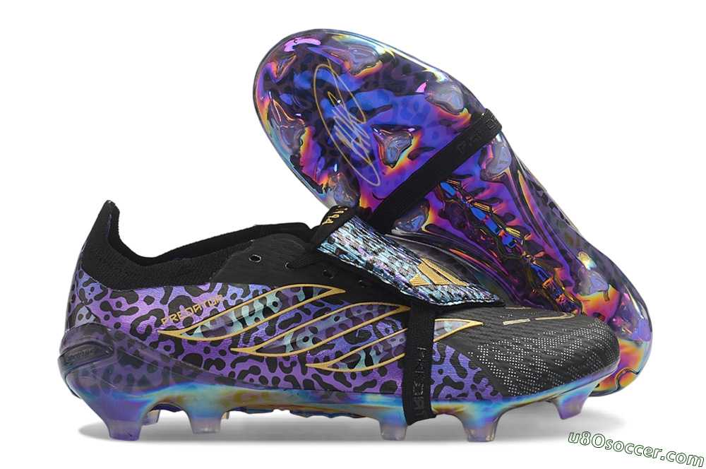 Adidas Predator 26 Elite Fold-Over Tongue FG Firm Ground Soccer Cleats - Black/Royal Purple/Metallic Gold 1