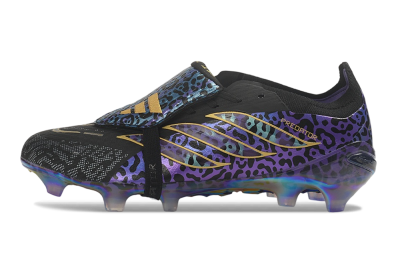 Adidas Predator 26 Elite Fold-Over Tongue FG Firm Ground Soccer Cleats - Black/Royal Purple/Metallic Gold