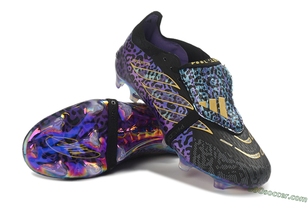 Adidas Predator 26 Elite Fold-Over Tongue FG Firm Ground Soccer Cleats - Black/Royal Purple/Metallic Gold 3