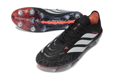 Adidas Predator 26 Elite SG Soft Ground Soccer Cleats - Black/Electric Red/Steel Grey