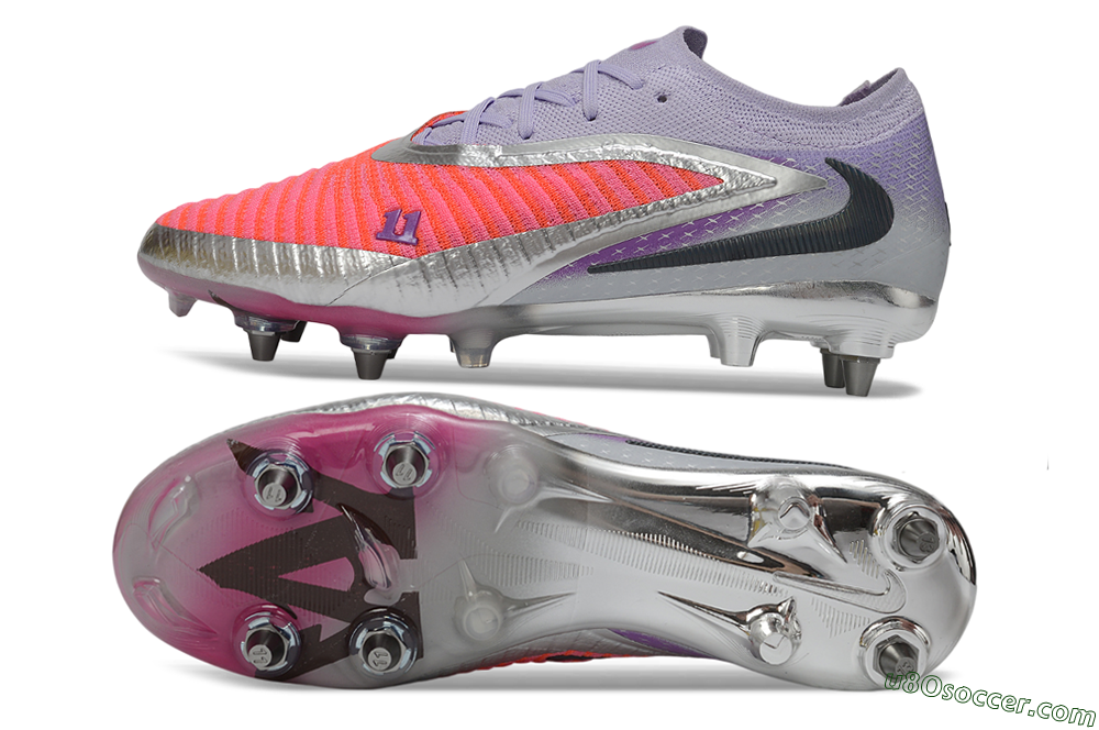 Nike Phantom 6 Elite Low SG Soft Ground Soccer Cleats - Pink/Electric Orange/Silver 0