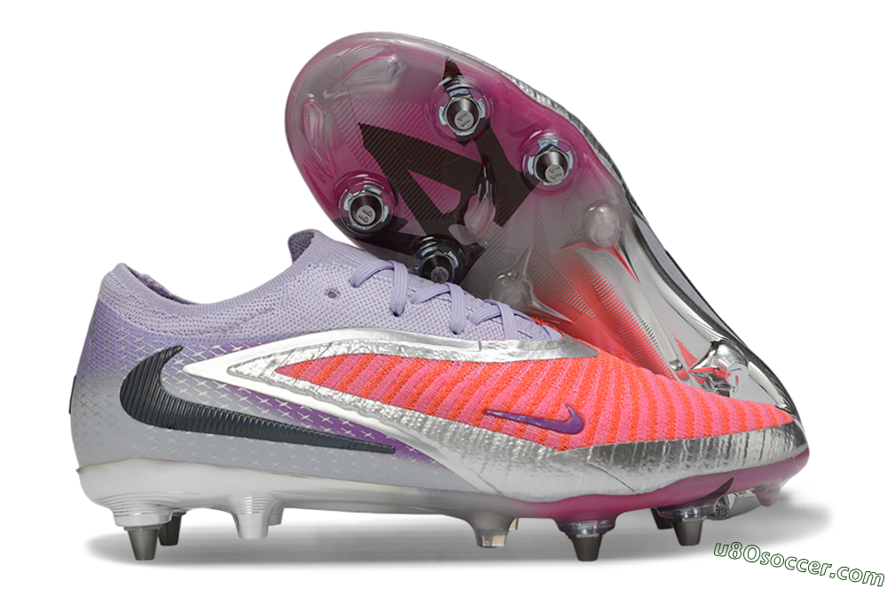 Nike Phantom 6 Elite Low SG Soft Ground Soccer Cleats - Pink/Electric Orange/Silver 1