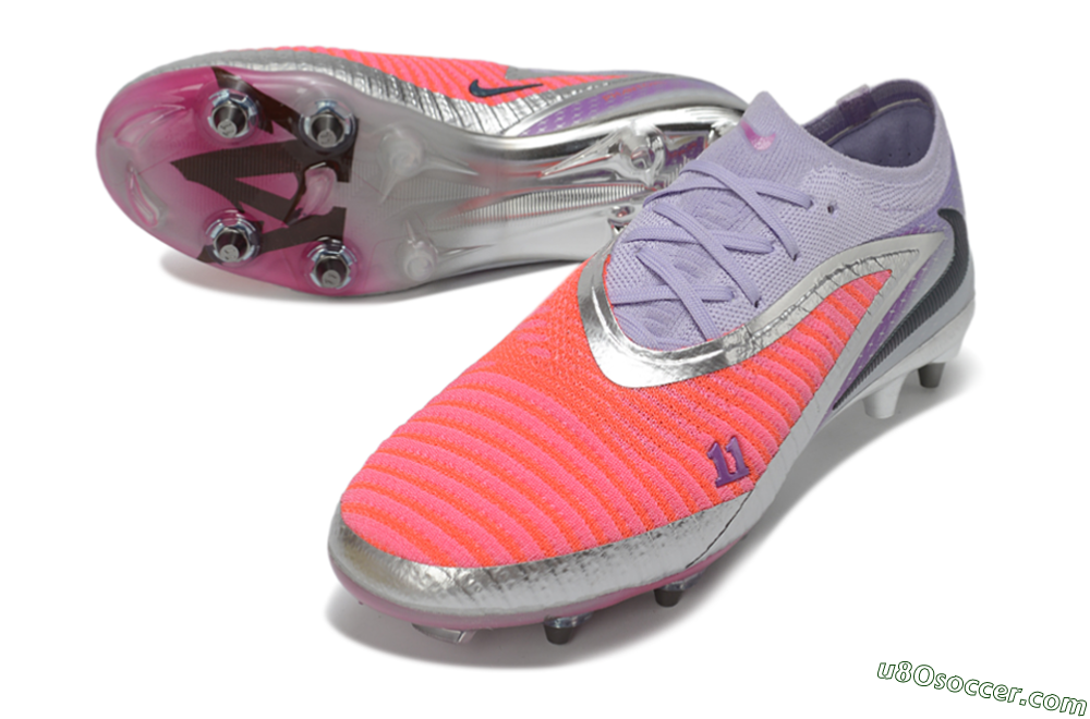 Nike Phantom 6 Elite Low SG Soft Ground Soccer Cleats - Pink/Electric Orange/Silver 3