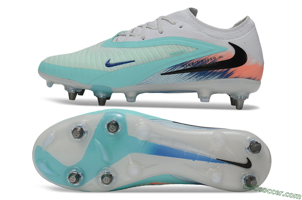 Nike Phantom 6 Low Elite SG Soft Ground Soccer Cleats - White/Aqua Breeze/Pink Peach 0