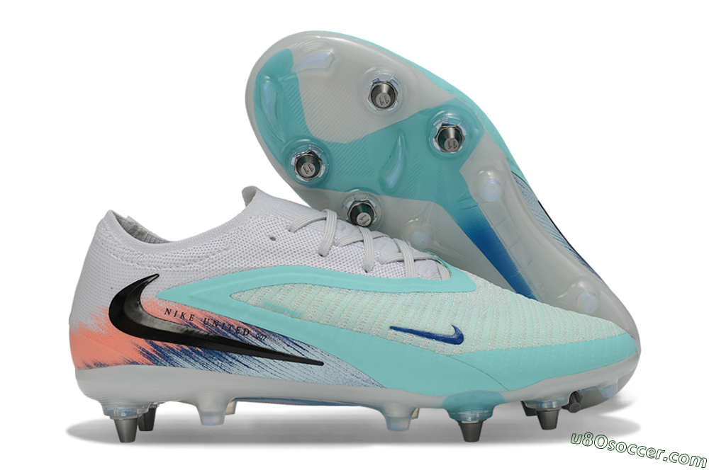 Nike Phantom 6 Low Elite SG Soft Ground Soccer Cleats - White/Aqua Breeze/Pink Peach 1