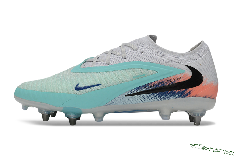 Nike Phantom 6 Low Elite SG Soft Ground Soccer Cleats - White/Aqua Breeze/Pink Peach 2
