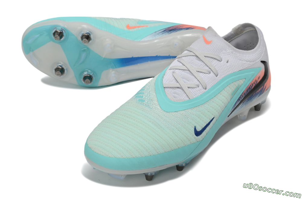Nike Phantom 6 Low Elite SG Soft Ground Soccer Cleats - White/Aqua Breeze/Pink Peach 3