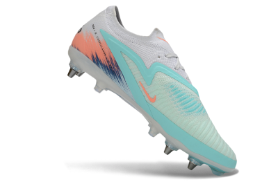 Nike Phantom 6 Low Elite SG Soft Ground Soccer Cleats - White/Aqua Breeze/Pink Peach
