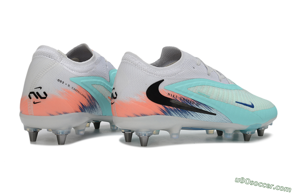Nike Phantom 6 Low Elite SG Soft Ground Soccer Cleats - White/Aqua Breeze/Pink Peach 6
