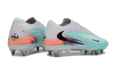 Nike Phantom 6 Low Elite SG Soft Ground Soccer Cleats - White/Aqua Breeze/Pink Peach