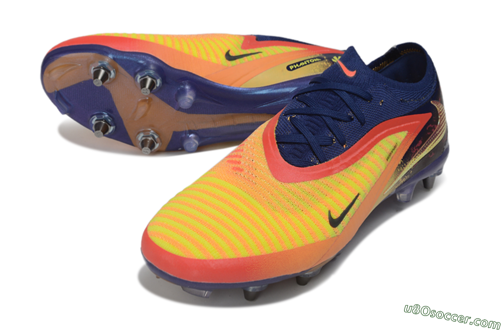 Nike Phantom 6 Low Elite SG Soft Ground Soccer Cleats - Yellow/Bright Yellow/Deep Blue 3