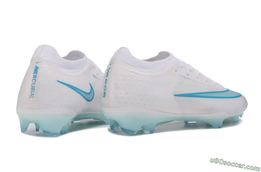 Nike Air Zoom Mercurial Vapor 17 Elite FG Firm Ground Soccer Cleats - White/Aqua Blue/Crystal Clear 6