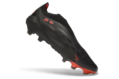 Adidas Predator 26 Elite Laceless FG Firm Ground Soccer Cleats - Black/Core Black/Solar Red