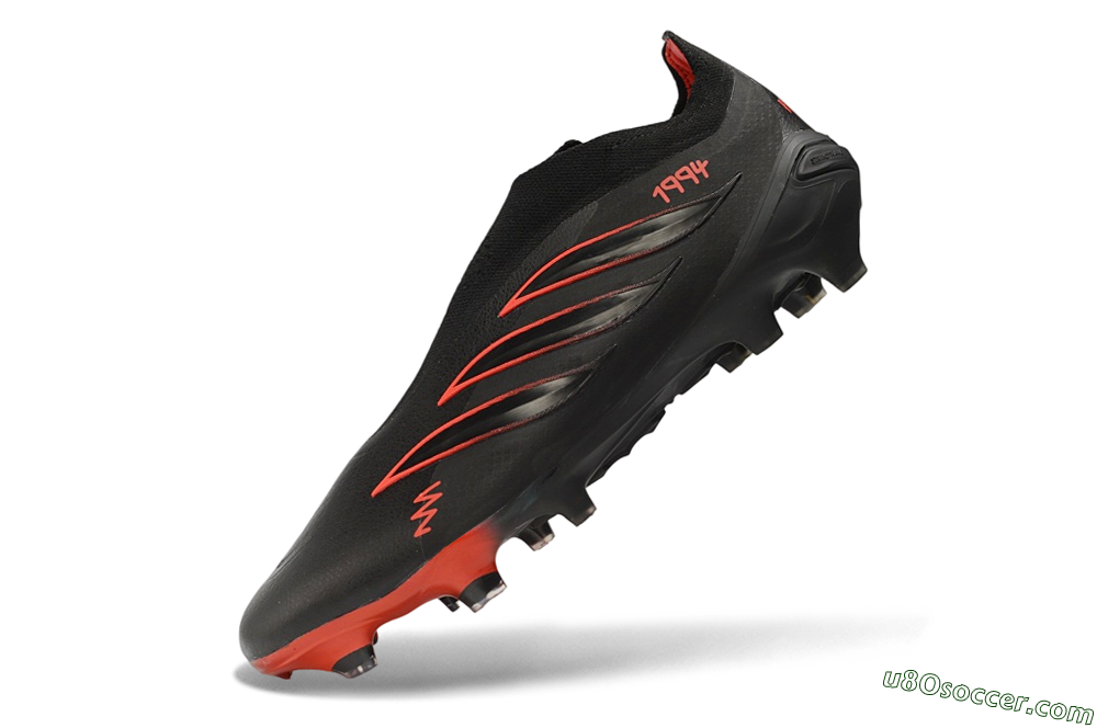 Adidas Predator 26 Elite Laceless FG Firm Ground Soccer Cleats - Black/Core Black/Solar Red 6