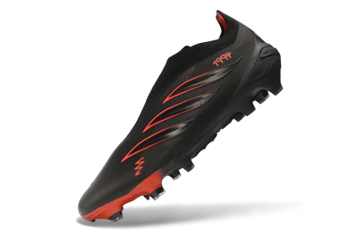 Adidas Predator 26 Elite Laceless FG Firm Ground Soccer Cleats - Black/Core Black/Solar Red