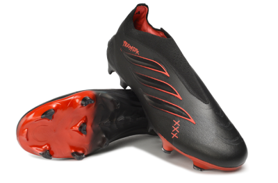 Adidas Predator 26 Elite Laceless FG Firm Ground Soccer Cleats - Black/Core Black/Solar Red