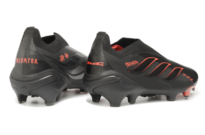 Adidas Predator 26 Elite Laceless FG Firm Ground Soccer Cleats - Black/Core Black/Solar Red