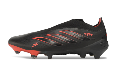 Adidas Predator 26 Elite Laceless FG Firm Ground Soccer Cleats - Black/Core Black/Solar Red
