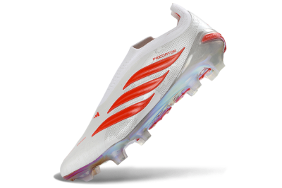 Adidas Predator 26 Elite Laceless FG Firm Ground Soccer Cleats - White/Cloud White/Solar Red