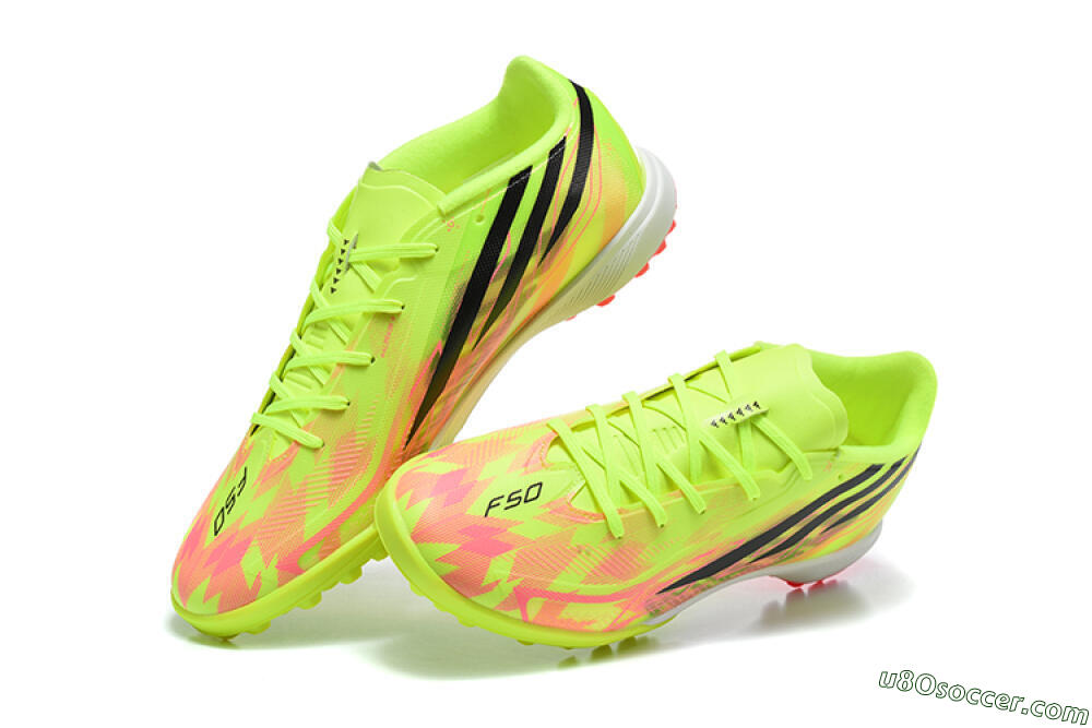 Adidas F50 Hyperfast Pro TF Artificial Turf Soccer Shoes - Yellow/Solar Yellow/Lucid Pink 6