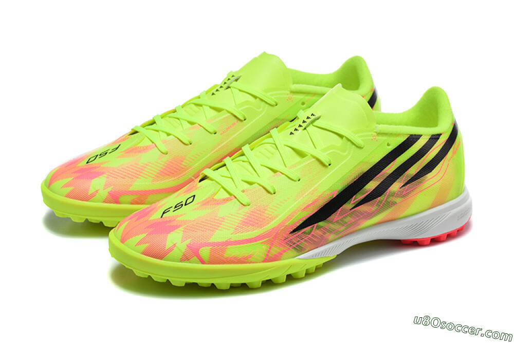 Adidas F50 Hyperfast Pro TF Artificial Turf Soccer Shoes - Yellow/Solar Yellow/Lucid Pink 5