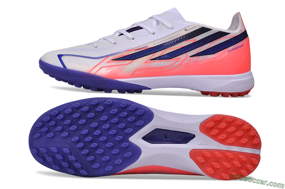 Adidas F50 Hyperfast Pro TF Artificial Turf Soccer Shoes - White/Lucid Fuchsia/Royal Blue 0