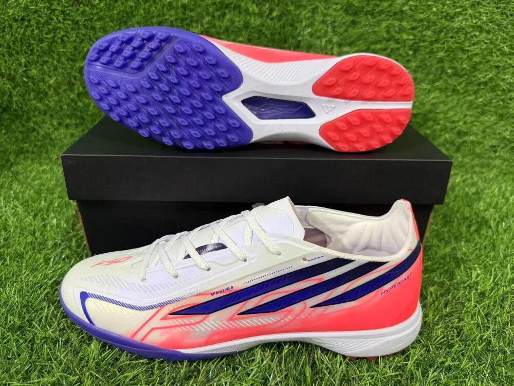 Adidas F50 Hyperfast Pro TF Artificial Turf Soccer Shoes - White/Lucid Fuchsia/Royal Blue