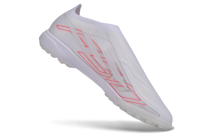 Adidas F50 Hyperfast Elite Laceless TF Artificial Turf Soccer Shoes - White/Cloud White/Solar Red
